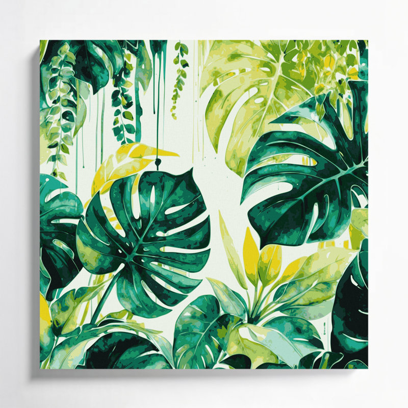 Hawaiian Foliage Greens Green Canvas Wall Art, 16" H x 16" W