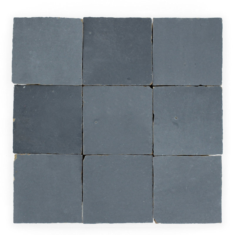 Moroccan Zellige 4" x 4" Ceramic Floor & Wall Tile, Charcoal