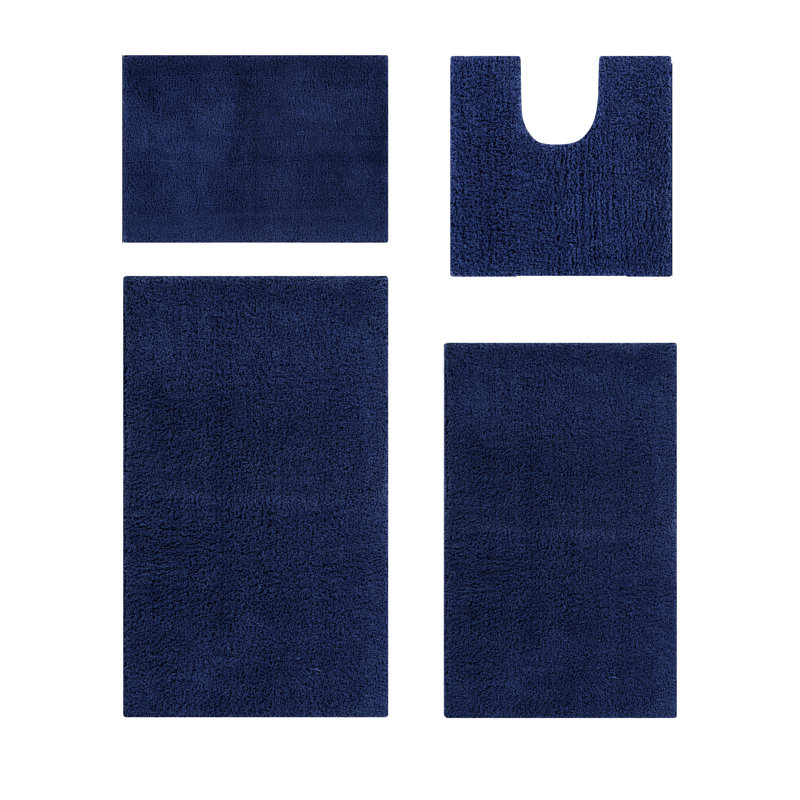 Ensemble de tapis de salle de bain 4 pièces Annaise, Bleu marine, L 24 po x L 40 po