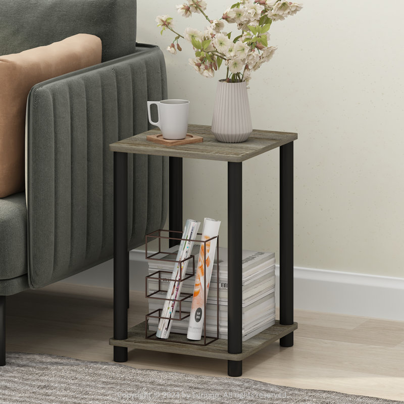 Table de bout Ebern Designs Turn-N-Tube, table d'appoint, chêne gris / noir