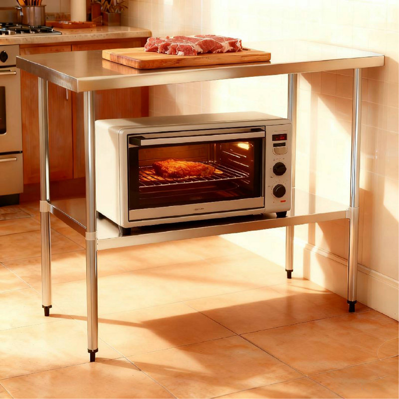 Table de travail en acier inoxydable avec tablette de rangement, H 34 po x L 72 po x l 24 po