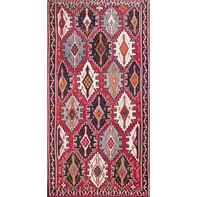 Flatweave Wool Geometric Area Rug in Pink
