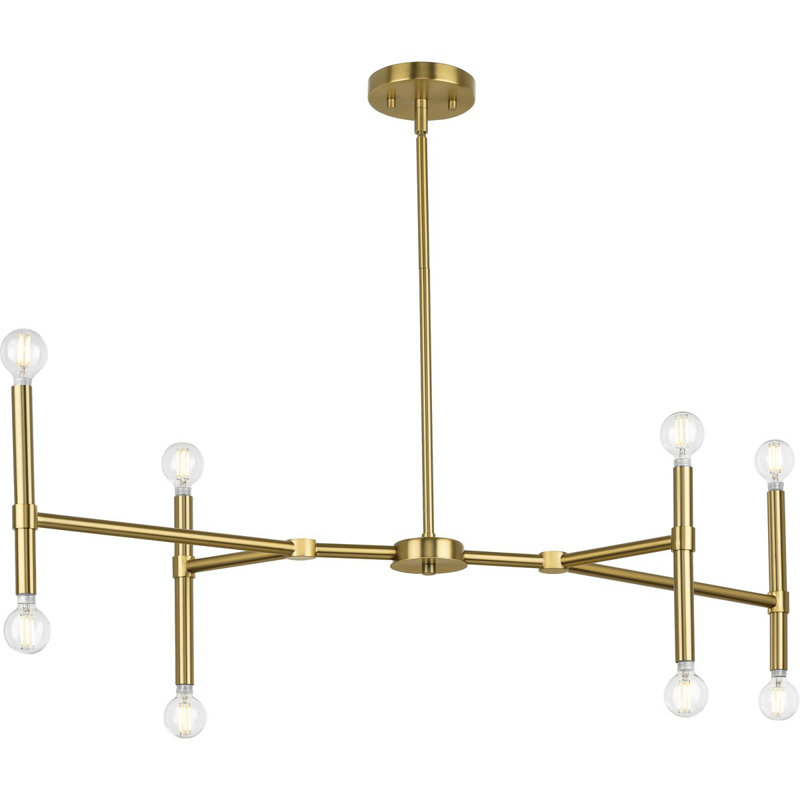 Lustre linéaire moderne Spoutnik 8 lumières Marcuse, Or brossé