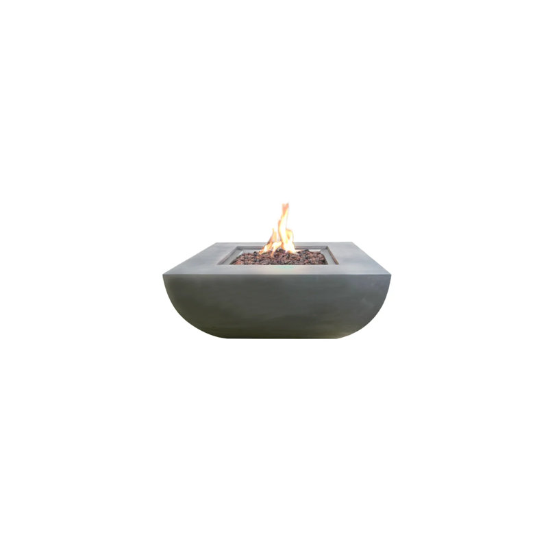 Gray 37 Inch Square Concrete Gas Fire Pit Table