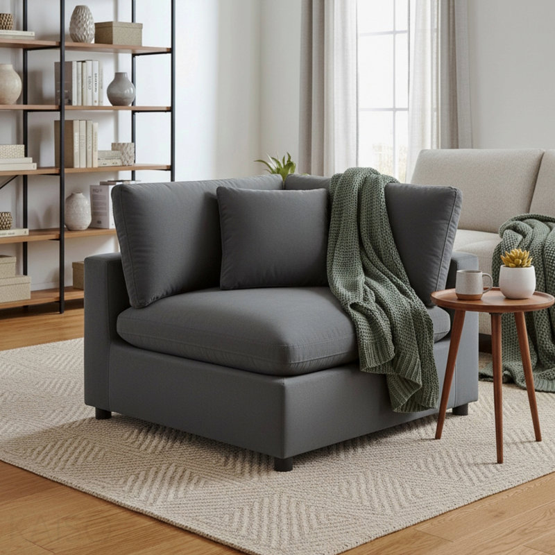 Fauteuil d'angle en coin - gris anthracite, Gris anthracite