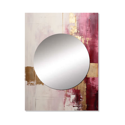 Minimalism Pink And Gold Horizon - Abstract Painting Unique Wall Mirror Decor, Purple Large Mirror, Printed Metal Art
