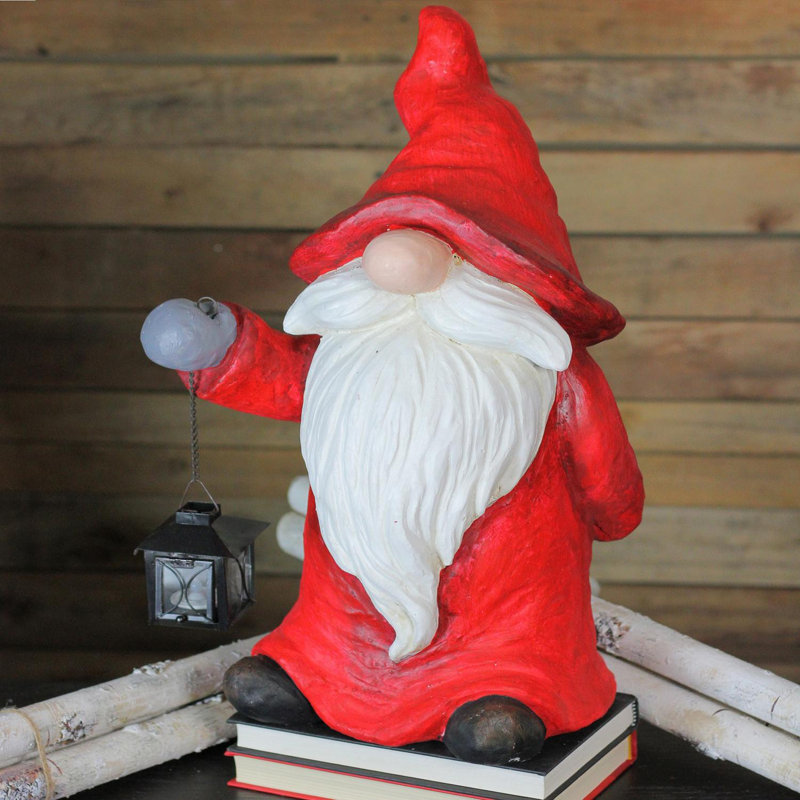 Figurine de table en forme de gnome de Noël rouge et blanc 19,75 po
