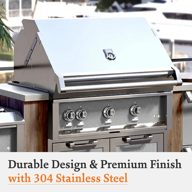 36" Built-In Grill, 3 Trellis Burners, Rotisserie, Natural Gas