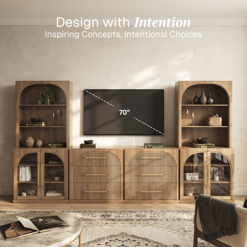 6-Piece Modular TV Stand Set Jagger Series 1C2F, Camel, Camel