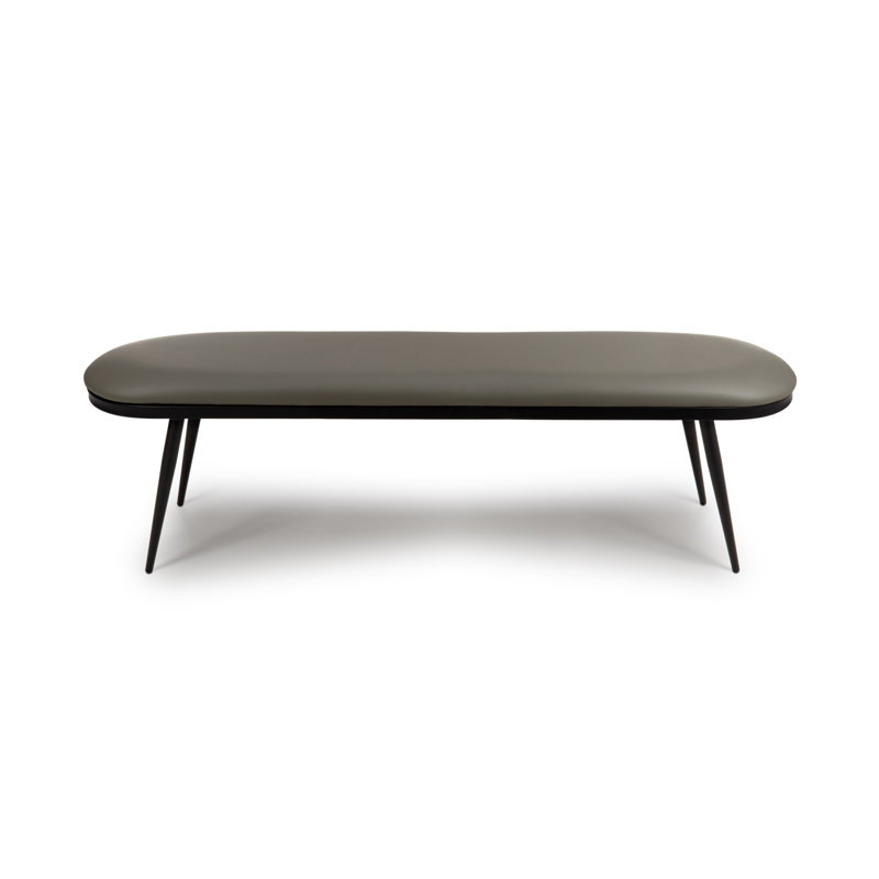 Destry Faux Leather Upholstered Bench, Grey