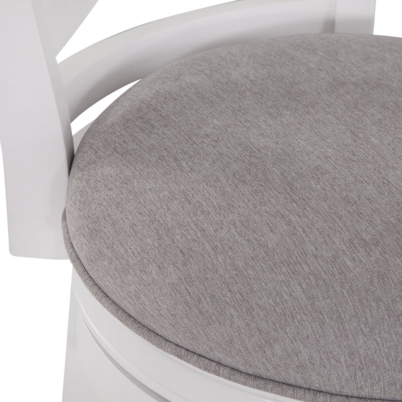 Berniece Swivel Upholstered Counter Stool with Solid Wood Frame, Bar Stool (30" Seat Height), White