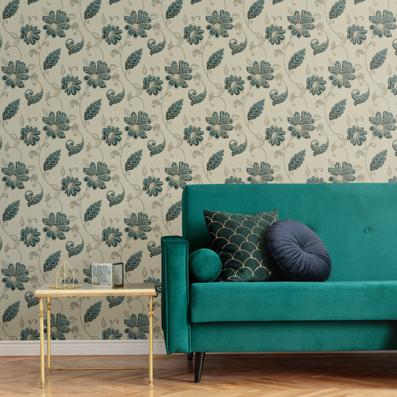 Jarboe Floral Wallpaper Roll, Emerald
