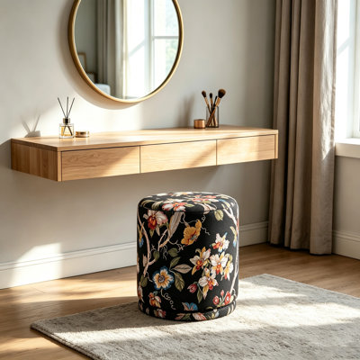 Tabouret de coiffeuse pivotant, repose-pieds rond en velours floral, tabouret moderne rembourré pour le salon, le vestibule et la chambre à coucher
