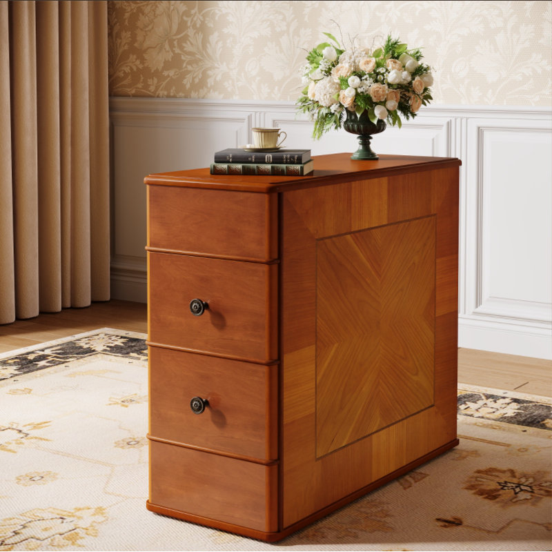 End Side Table with 2 Drawers, No Assembly Required