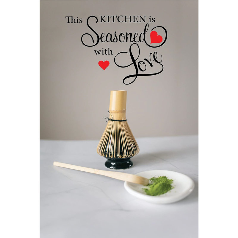 This Kitchen Is Seasoned with Love Vinyl Wall Decal - Removable Peel & Stick Inspirational Quote for Kitchen, Dining Room, Pantry - Culinary Décor Art & Motivational Home Sticker