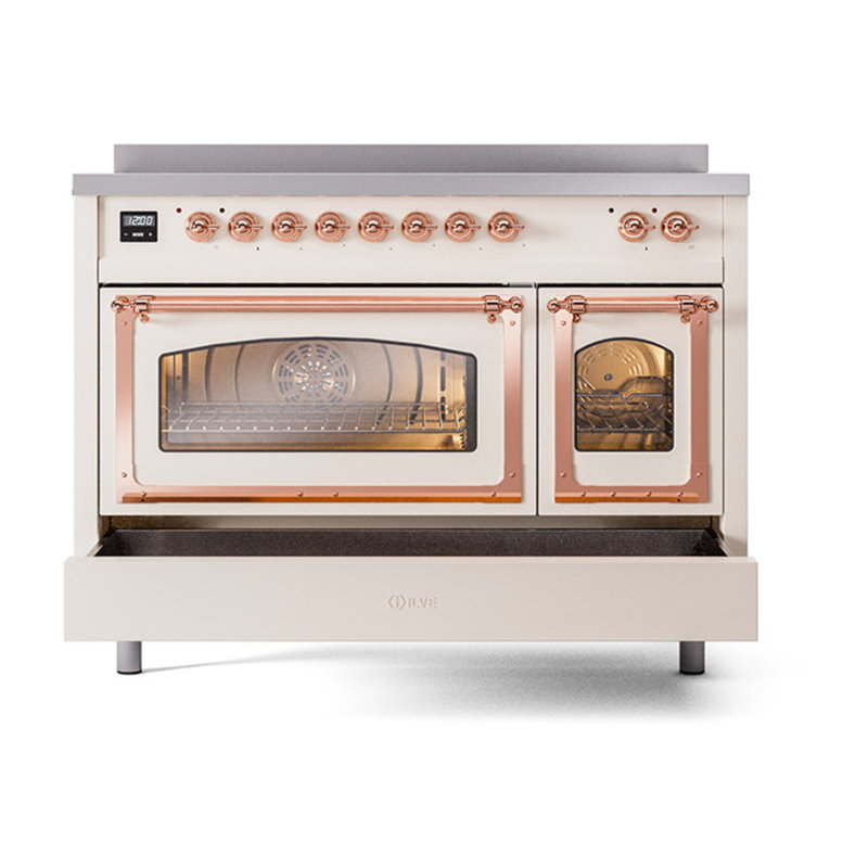 ILVE Nostalgie II Noblesse 48 in Induction Range, Antique White/Copper