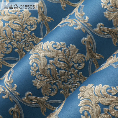 3D Embossed Damask Wallpaper For Cozy Bedroom, Luxurious Navy Blue European Style TV Backdrop