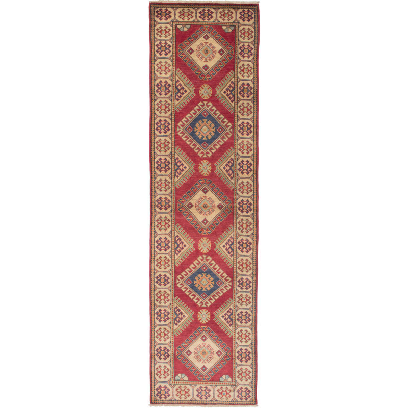 Tapis à main one-of-kind-noué la 2010 rouge 2 pi 7 po x 10 pi 1 po de la surface en laine de chemin Ochlocknee