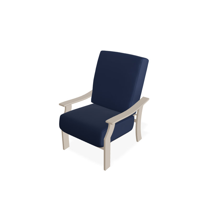 St. Catherine Outdoor Lounge Chair, Canvas Navy Sunbrella® Canvas, Textured Desert
