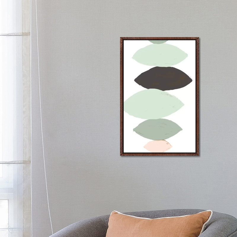 Pastel Pebbles by Lanie Loreth - Painting on Canvas, 66.04cm H x 45.72cm W x 3.81cm D, Classic Brown Wood Floater Framed