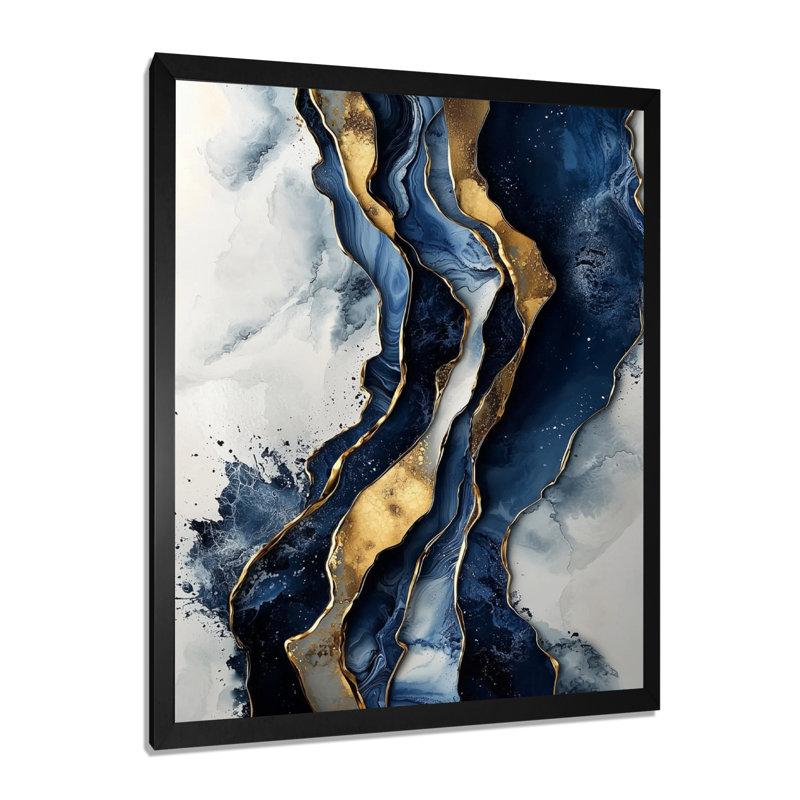 Spradlin - Abstract Canvas Art Print, Noir, noir, noir, noir, H 20 po x l 12 po, Picture Framed
