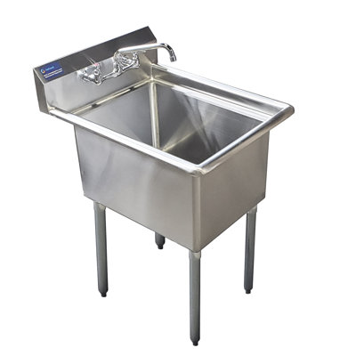 Stainless Steel Prep & Utility Sink With Faucet. NSF. Overall Size: 30in. x 24in -  Amgood, SINK 182414-1