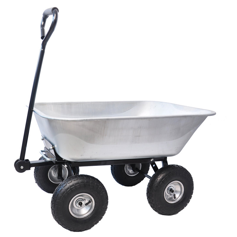 Chariot de jardin à double roue de 4 pi³ avec une capacité de 600 lb et un système de basculement rapide, white