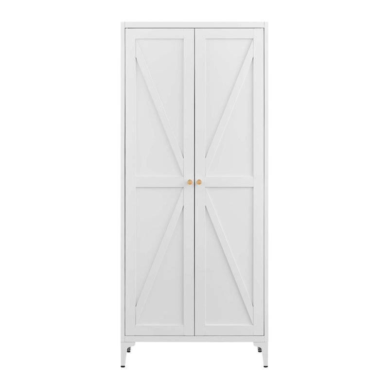 Armoire de rangement réglable en métal à 2 portes, Blanc