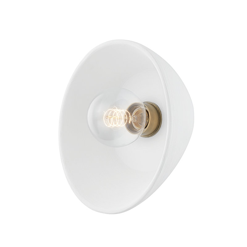 Patina Brass and White Ceramic Single Light Wall Sconce