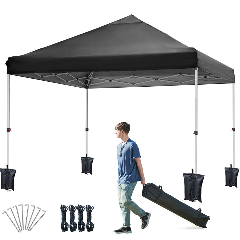 Outdoor Pop Up Gazebo Black, 206cm H x 300cm W x 300cm D
