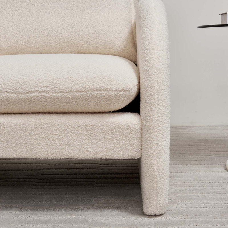 Sherpa Upholstered Armchair, Beige Lamb Fabric