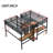 Twin & Twin Metal Loft Bed with Double Desk, Wardrobe, Shelves and Built-In Electrical Outlet-1437805263