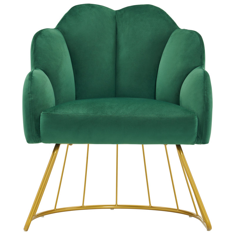 Accent Chair for Home and Spa, Dark Green Cotton Blend