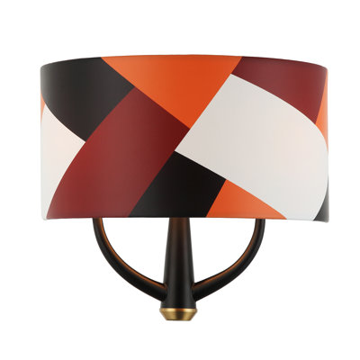 Patchwork 2-Light Wall Sconce - Black/Satin Brass/Patchwork