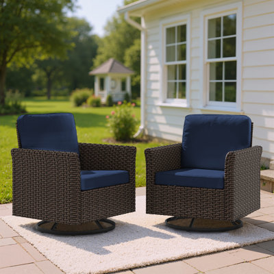 Patio Wicker Rattan Swivel Rocking Outdoor Lounge Accent Chair (set Of 2)