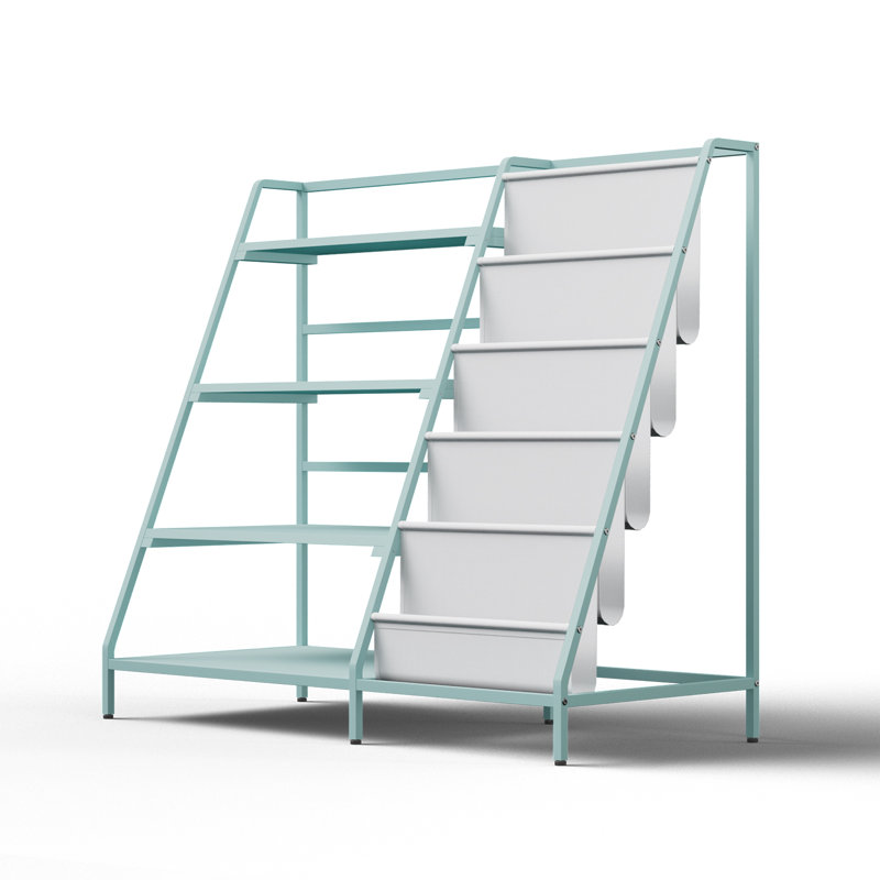 80cm H x 90cm W Metal Bookcase, Green/White