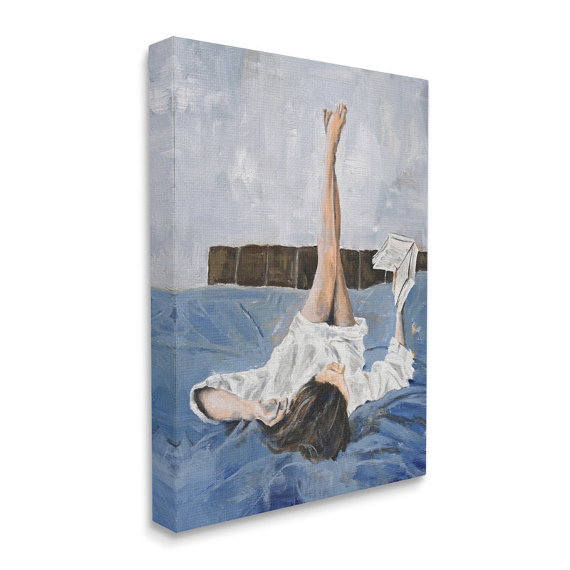 «Ba-130», femme lisant un livre sur toile par Design Fabrikken, H 20 po x l 16 po x P 1,5 po, Giclée encadrée noir minuit
