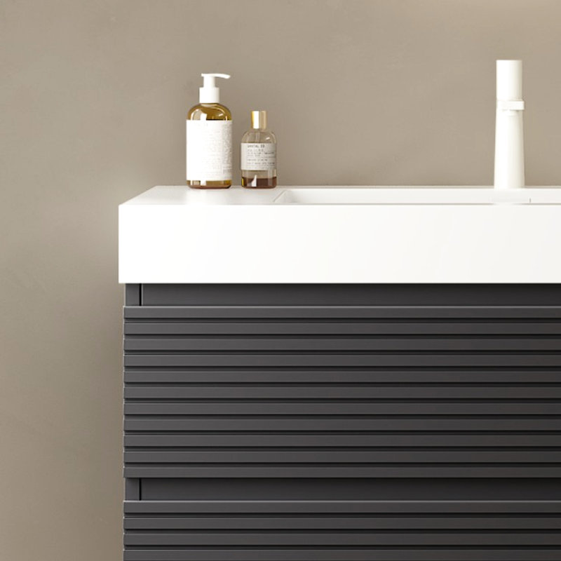 Lavabo de salle de bain rectangulaire encastrable 36 po - surface solide blanche, scandinave moderne, résistance aux égratignures, usure facile à nettoyer, trou de robinet 1,38 po, trop-plein, couvercle d'évier et tuyau d'évacuation inclus,