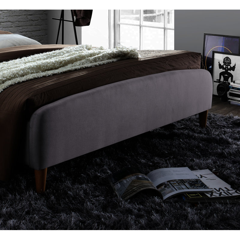 Morin Upholstered Bed, Double (4'6), Light Grey