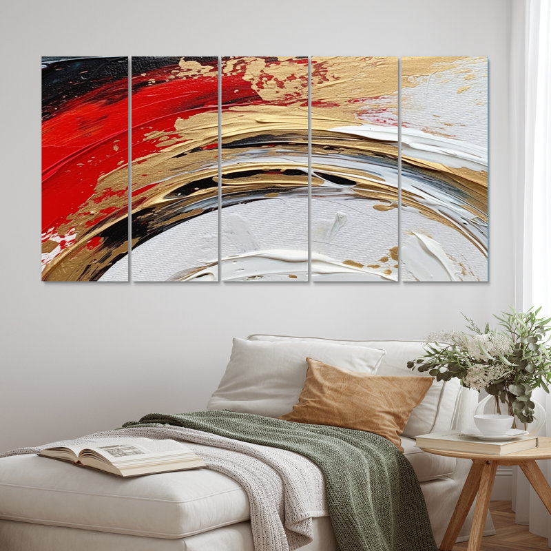 Spiral Fusion - reproduction abstraite sur toile en spirale - 5 panneaux égaux