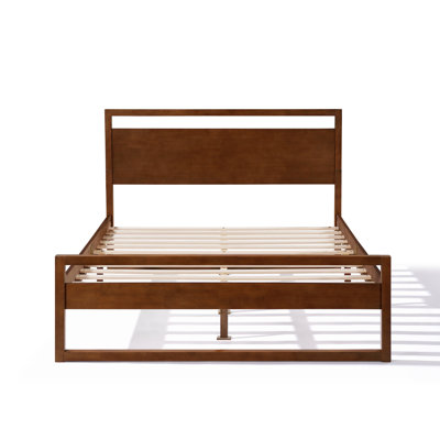 Miheli Rubberwood Bed With Headboard & Support Slats