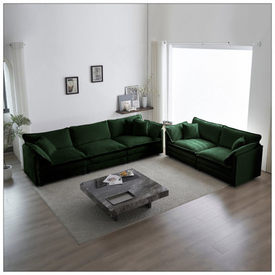 Canapé moderne, ensemble de canapé modulaire à assise très profonde 3 pièces pour salon, canapé surdimensionné, canapé 3 places, causeuse et canapé simple, chenille verte