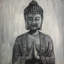 Toile encadrée de Bouddha asiatique gris | Religion et Spiritualité