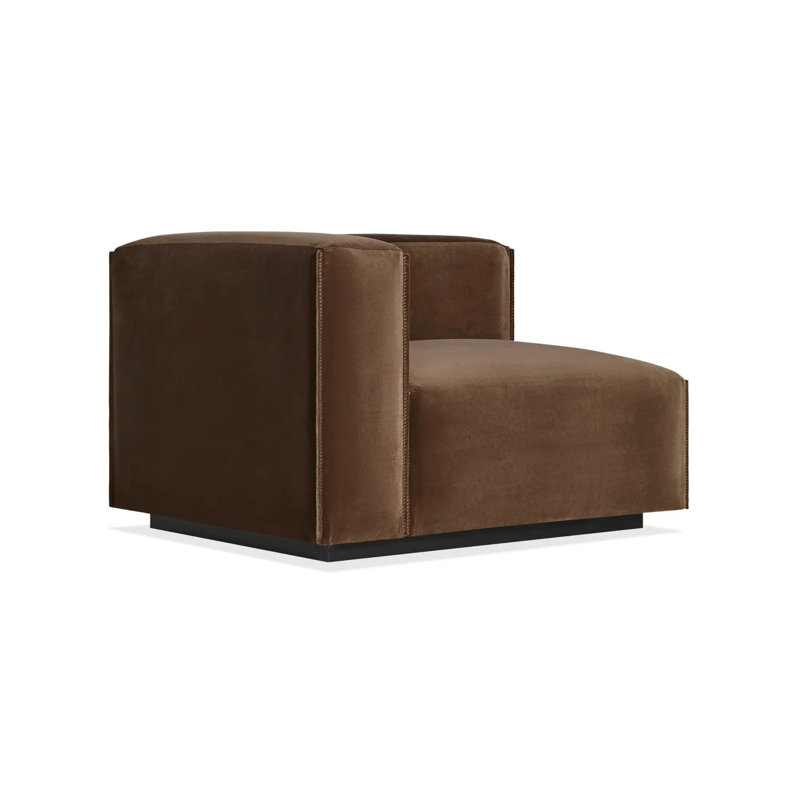 Cleon Chaise Lounge, Left Hand Facing, Coffee Velvet Polyester Blend