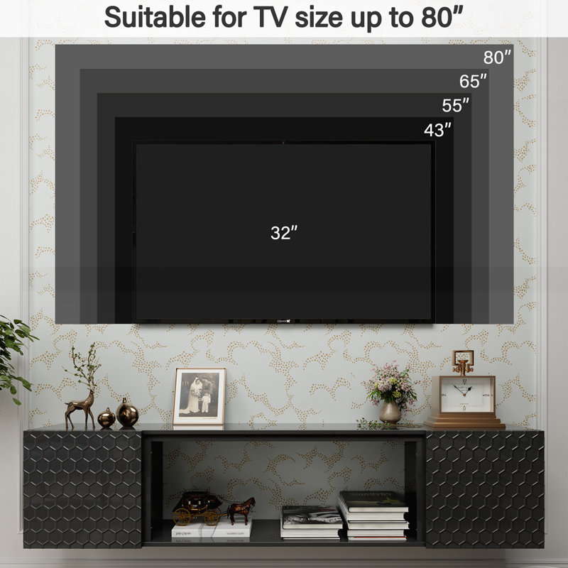 Floating TV Wall Mount Stand for 80 Inch TVs
