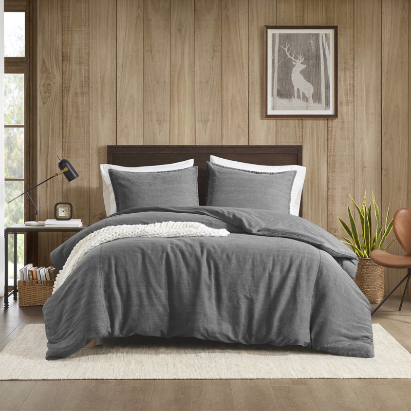 Housse de couette très grand / très grand 3 pièces en sergé de coton 100% délavé, connue pour sa très grande couverture, douceur délavée à la pierre, conception et coton respirant, offrant confort, élégance intemporelle, durabilité et tissu