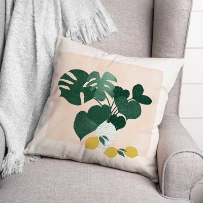  Housse et insert de coussin d'extérieur carré Monstera and Lemons