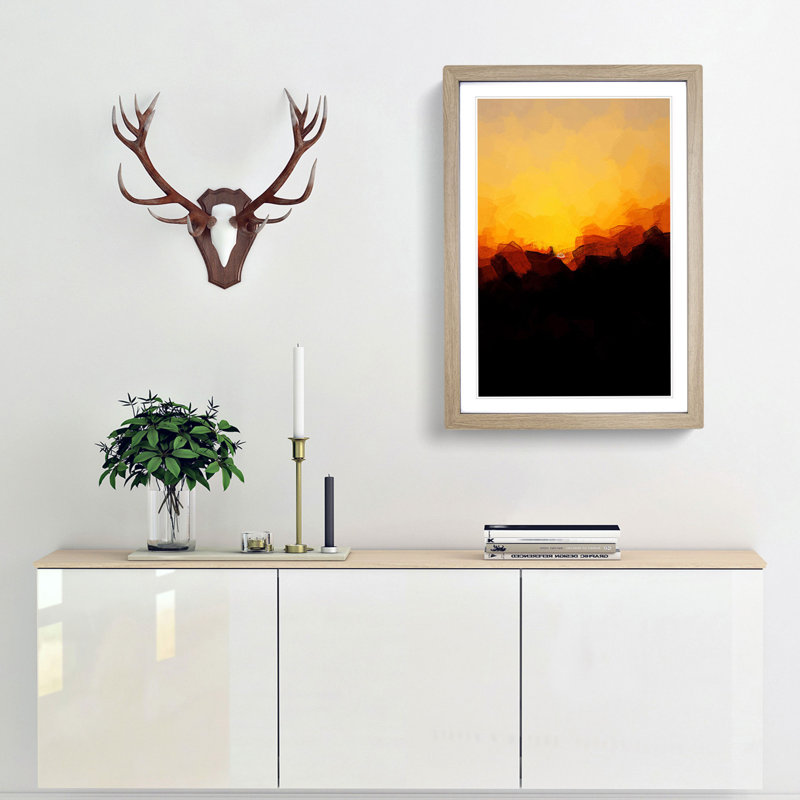 Indian Sunrise in Abstract - Framed Print, Oak, 91cm H x 60cm W x 2cm D
