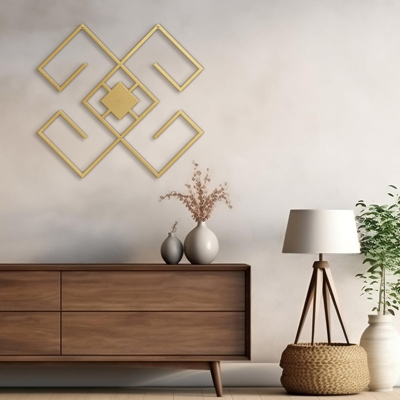 Décoration murale en métal, H 18 po x l 18 po x P 0,05 po, Or