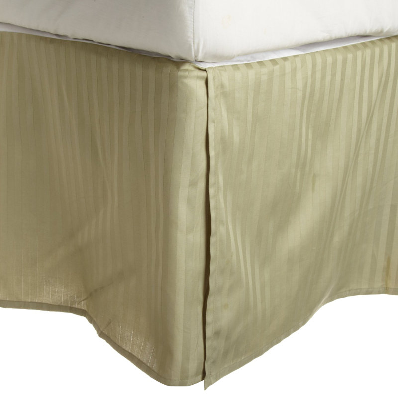 Taupe Twin Egyptian Cotton Striped Bed Skirt with 15" Drop